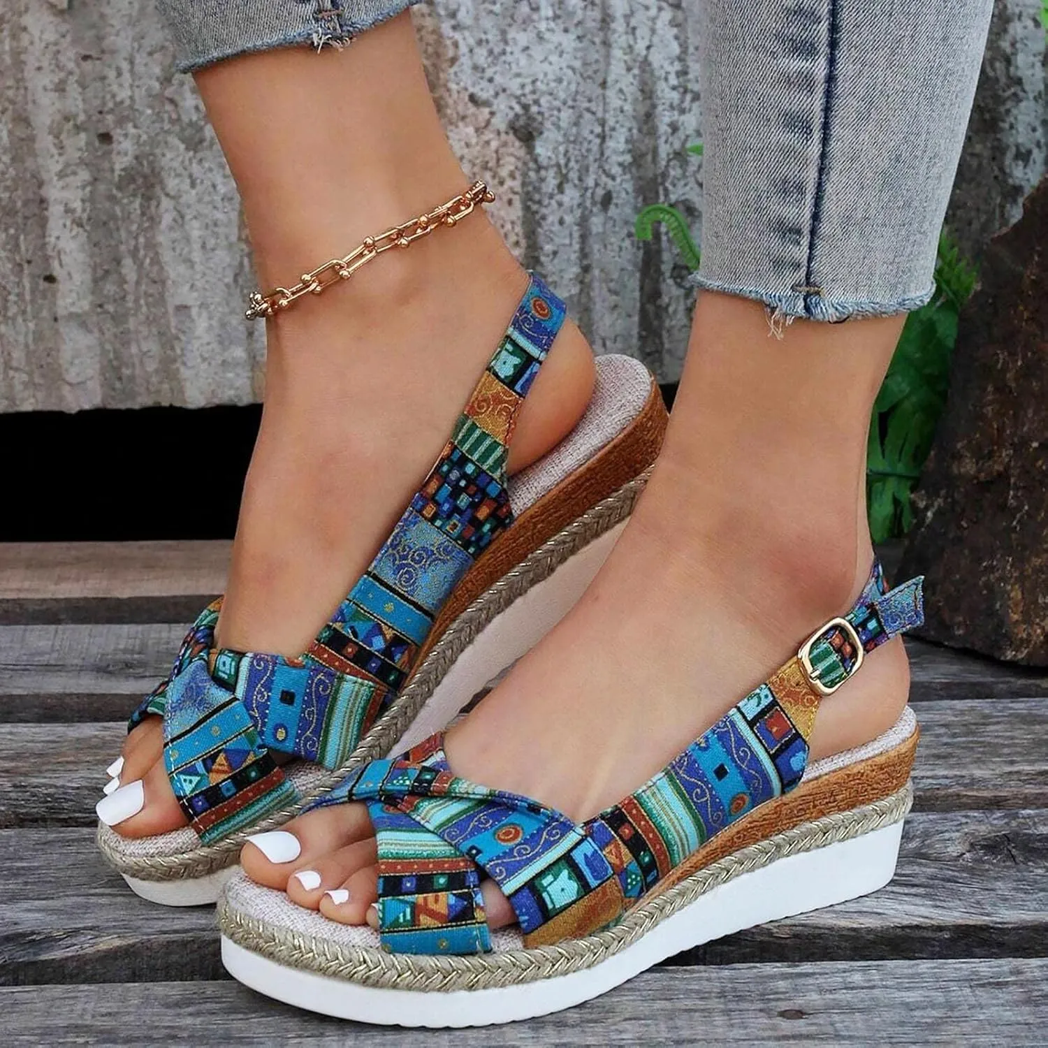 ZSpzx Orthopedic Sandals for Women,Womens Espadrilles Wedge Sandals 2025 Dressy Summer Slides Fish Mouth Platform Comfortable Slip on Bow Knot Open Toe Ankle Strap Beach Casual Walking Shoes