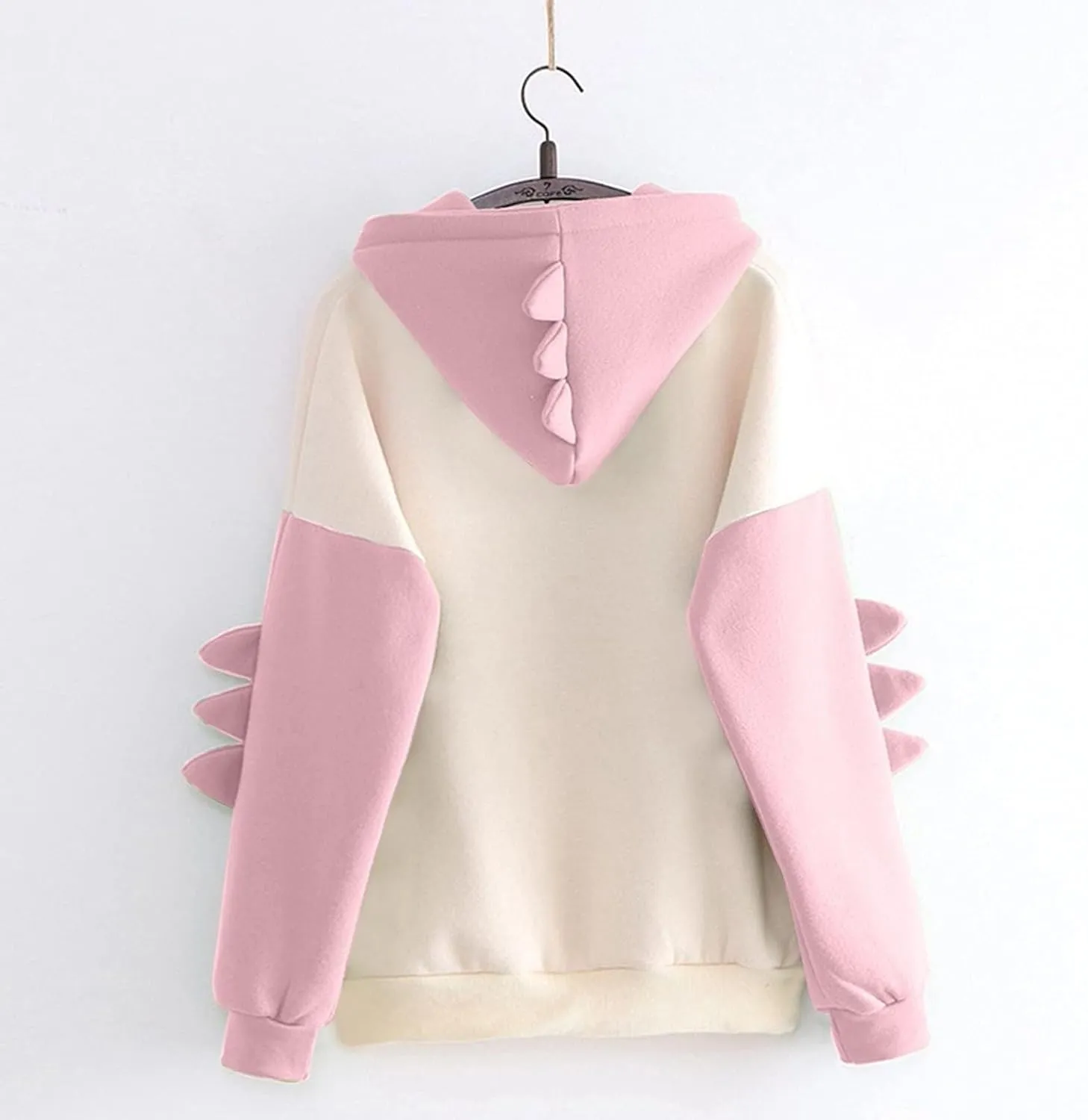 ZWRXW Womens Dinosaur Hooded Sweatshirt Color Block Long Sleeve Oversized Pullover Tops Cute Drawstring Hoodies Sweatshirts