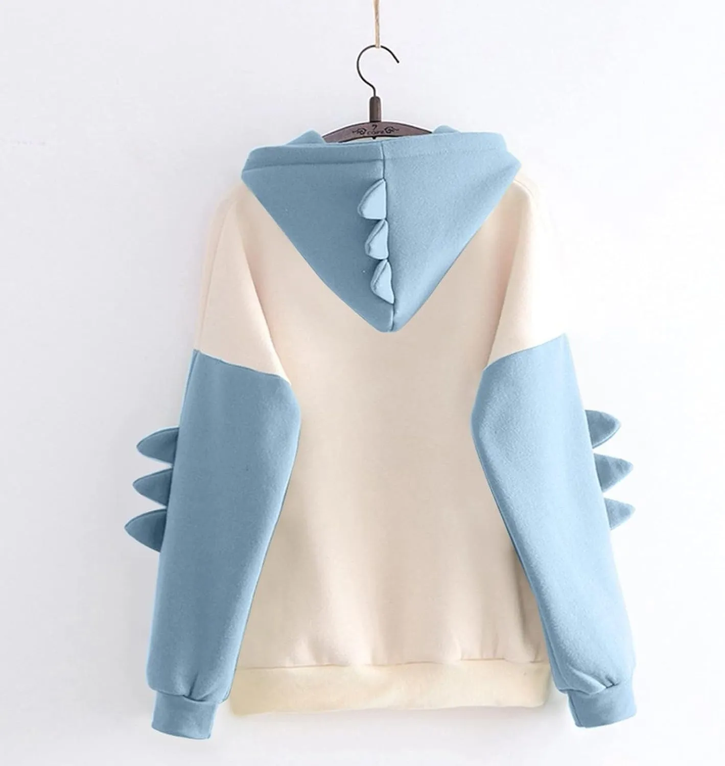 ZWRXW Womens Dinosaur Hooded Sweatshirt Color Block Long Sleeve Oversized Pullover Tops Cute Drawstring Hoodies Sweatshirts