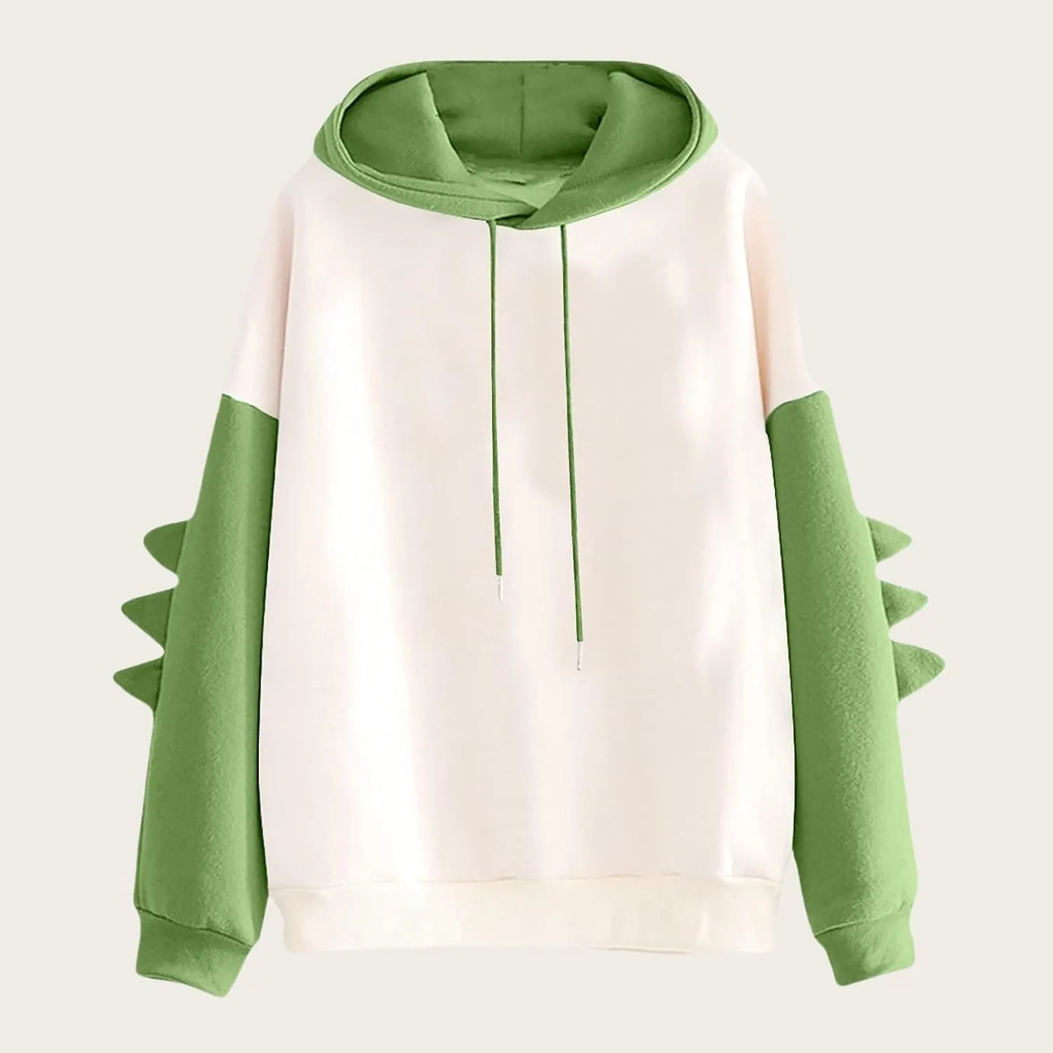ZWRXW Womens Dinosaur Hooded Sweatshirt Color Block Long Sleeve Oversized Pullover Tops Cute Drawstring Hoodies Sweatshirts