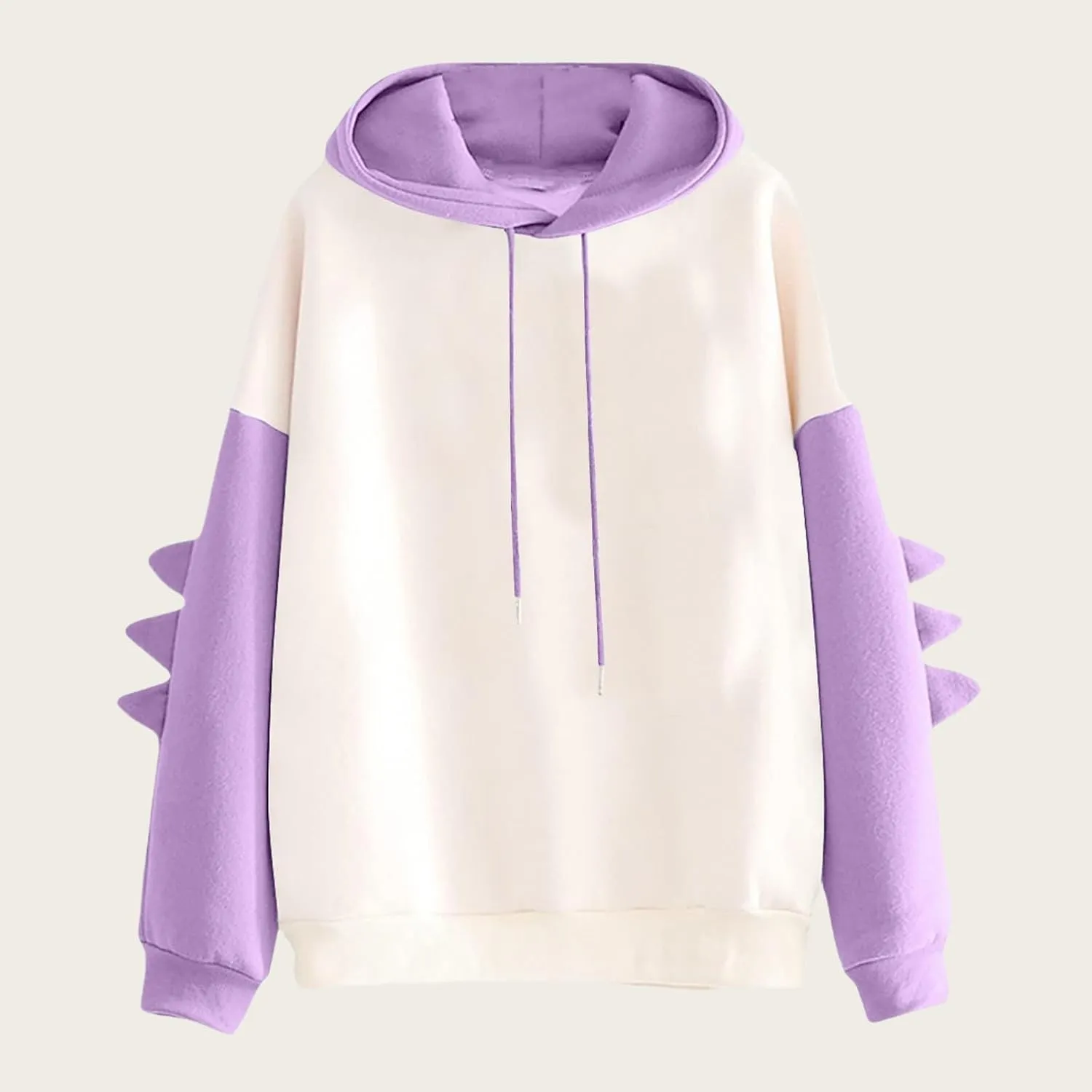 ZWRXW Womens Dinosaur Hooded Sweatshirt Color Block Long Sleeve Oversized Pullover Tops Cute Drawstring Hoodies Sweatshirts
