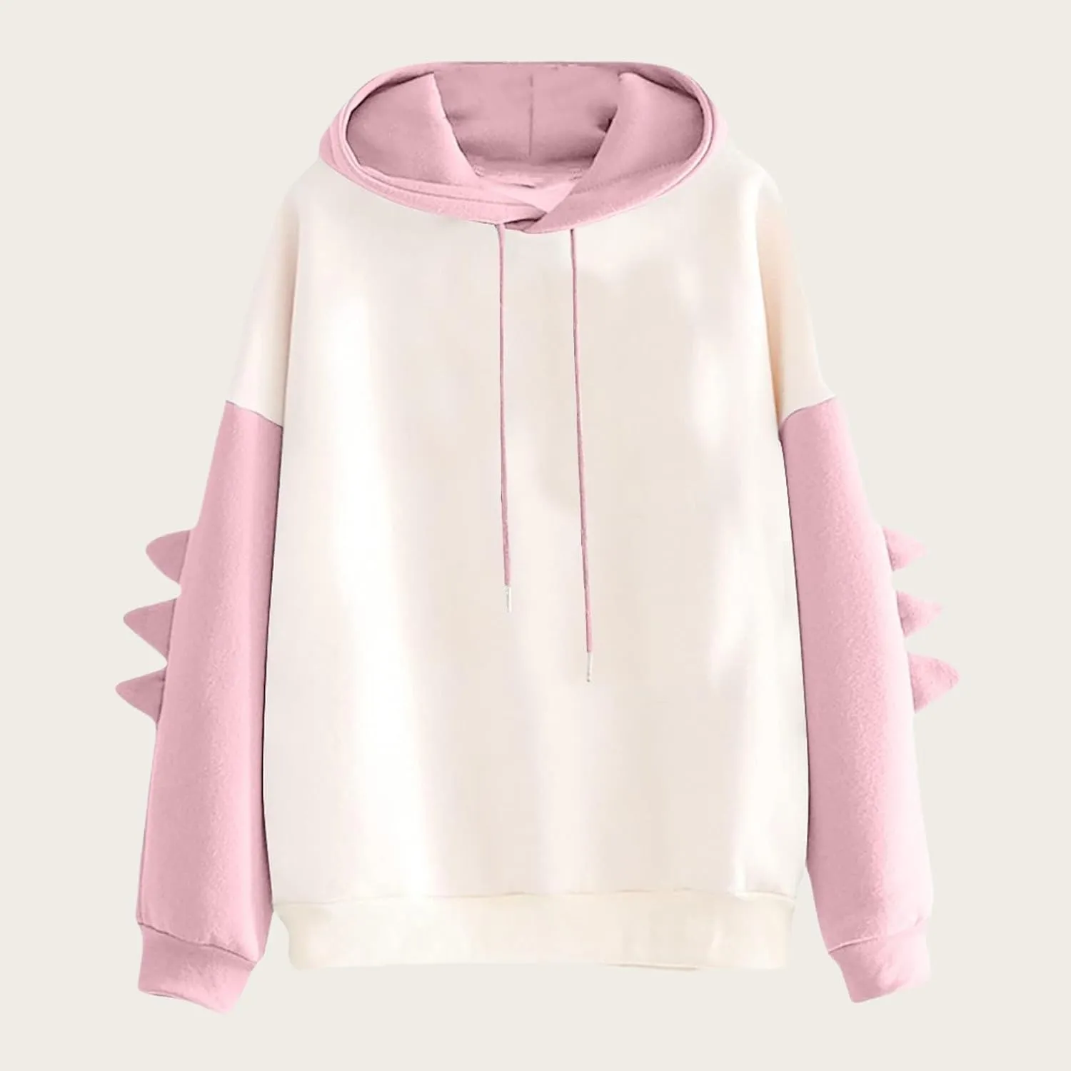 ZWRXW Womens Dinosaur Hooded Sweatshirt Color Block Long Sleeve Oversized Pullover Tops Cute Drawstring Hoodies Sweatshirts